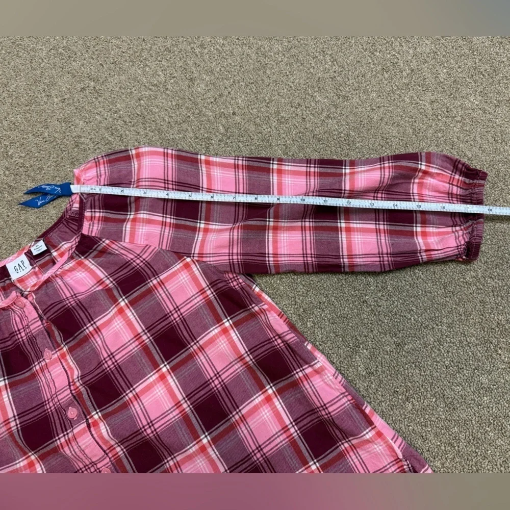 GAP Kid: Girls Pink / White / Red Plaid Button Down Shirt, Size XL